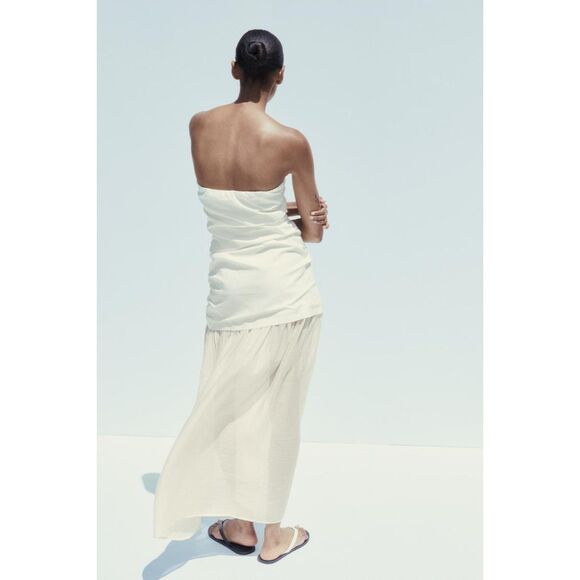 NWT ZARA COMBINATION STRAPLESS MIDI DRESS - Picture 2 of 12